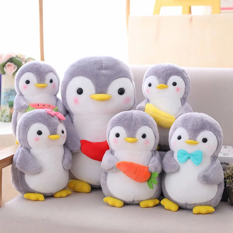 25/45cm Cute Cartoon Holding Fruit Penguin Soft Stuffed Toy Plush Animals Appease Baby Doll Girls Kids Lovers Birthday Gift