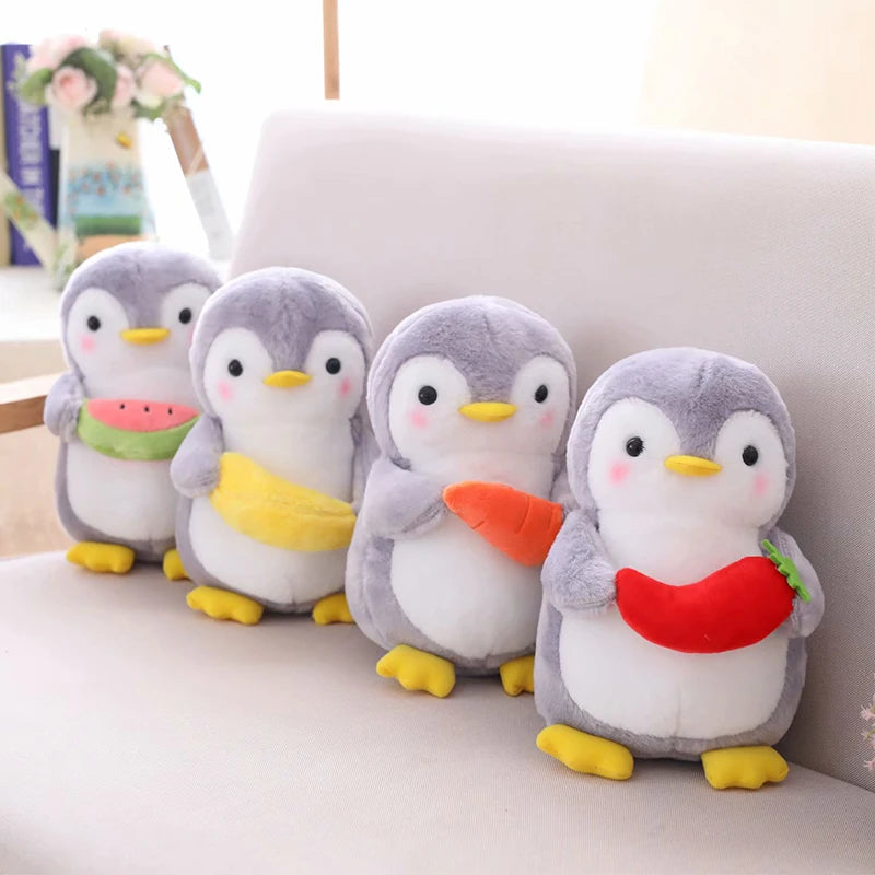 25/45cm Cute Cartoon Holding Fruit Penguin Soft Stuffed Toy Plush Animals Appease Baby Doll Girls Kids Lovers Birthday Gift