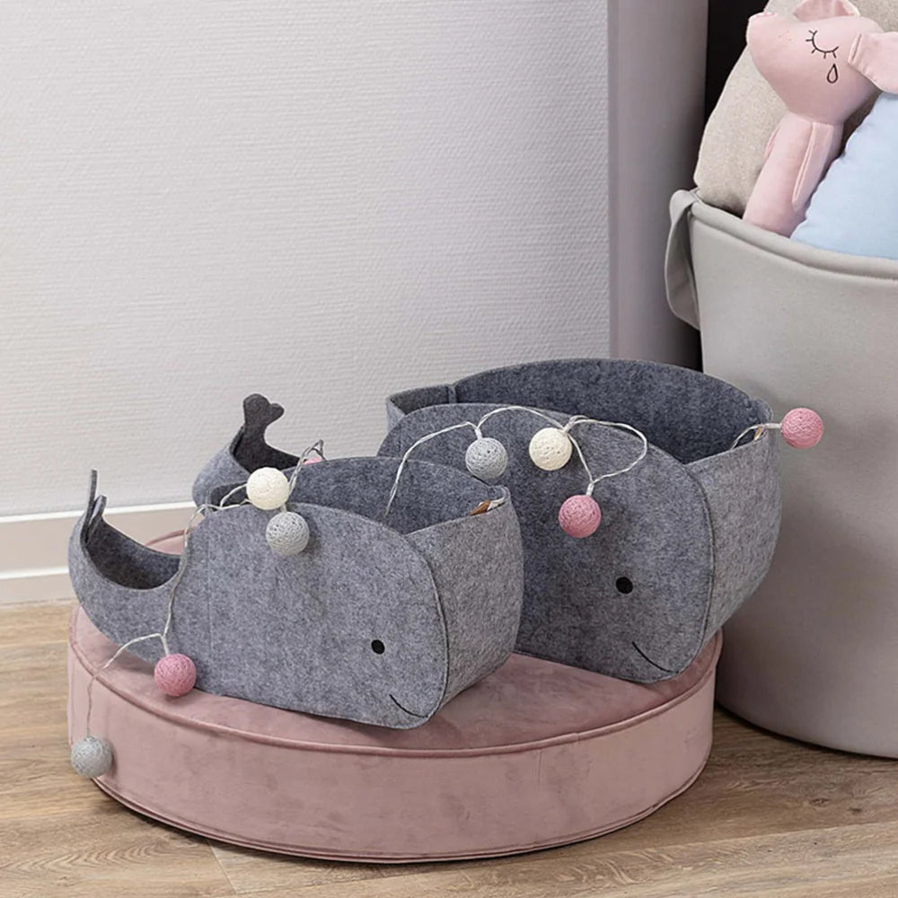 Storage Basket Bin Felt Foldable Whale Fabric Organizer Bins Shaped Toy Baby Home Laundry Collapsible Baskets Sundries Shelf