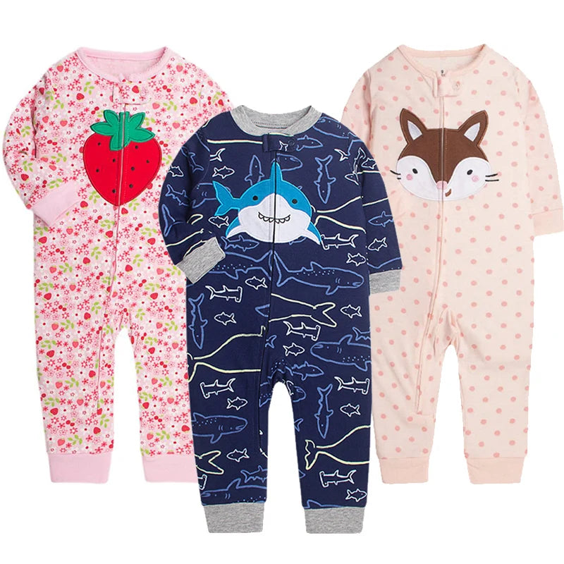 2024 New Cotton Baby Pajamas Toddler Girls Clothes Romper Children Outdoor Clothing Climbing Jumpsuit Zipper One-piece Coverall