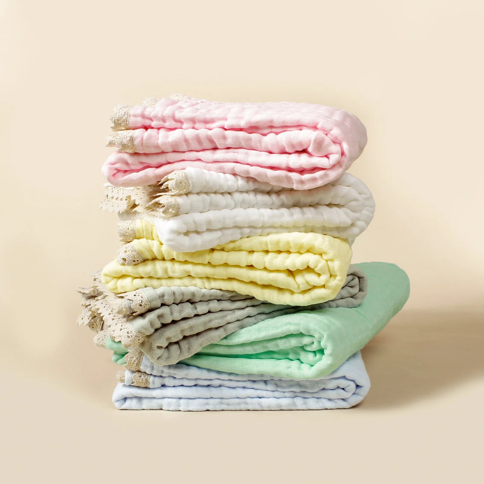 6 Layer Gauze Baby Blanket Lace Swaddle Wrap Soft Cotton Bath Towel Muslin Blanket for Newborn Bedding Items Stroller Bed Cover