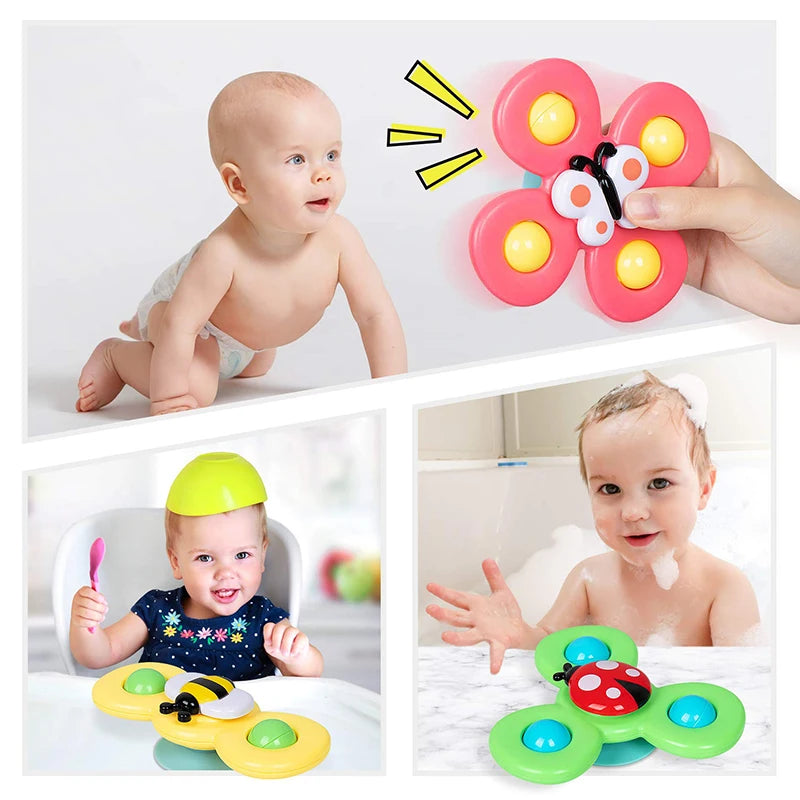 1pcs Baby Cartoon Fidget Spinner Toys Colorful Insect Gyro Educational Toy Kids Fingertip Rattle Bath Toys for Boys Girls Gift