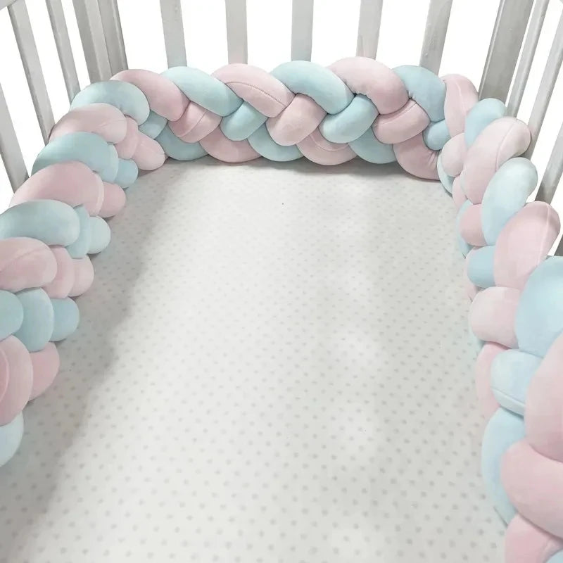 1-3.6M Baby Bed Bumper Handmade Knotted Braid Weaving Plush Crib Protector