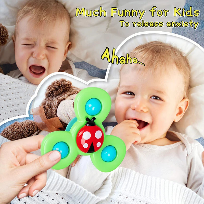 1pcs Baby Cartoon Fidget Spinner Toys Colorful Insect Gyro Educational Toy Kids Fingertip Rattle Bath Toys for Boys Girls Gift