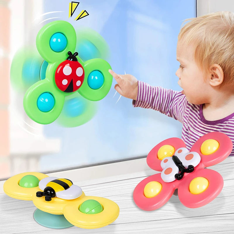 1pcs Baby Cartoon Fidget Spinner Toys Colorful Insect Gyro Educational Toy Kids Fingertip Rattle Bath Toys for Boys Girls Gift