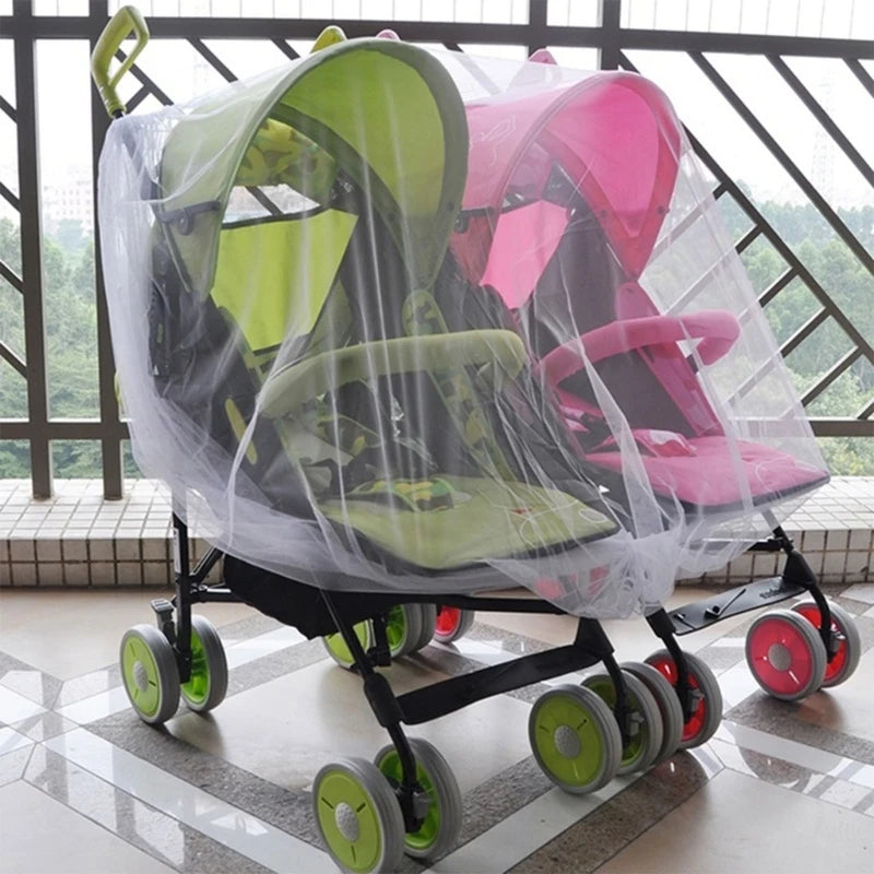 Double Stroller Mosquito Net Anti-Bug Mesh Cover for Pushchair Baby Travel Gear